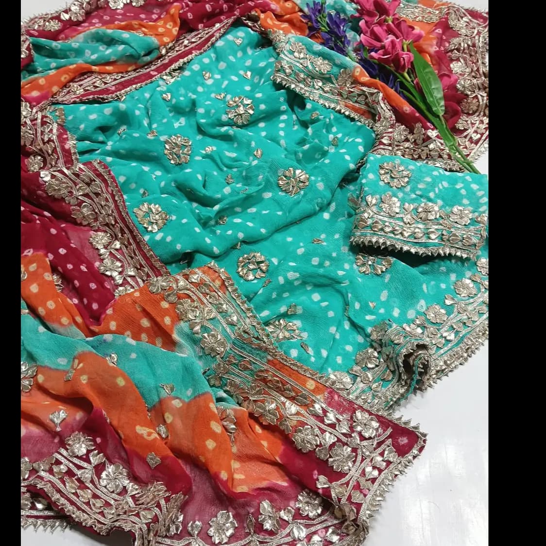 Chunri LCD Gotta 2PC Suit  Pure PK Karinkal Chiffon | Royal Festive Edition