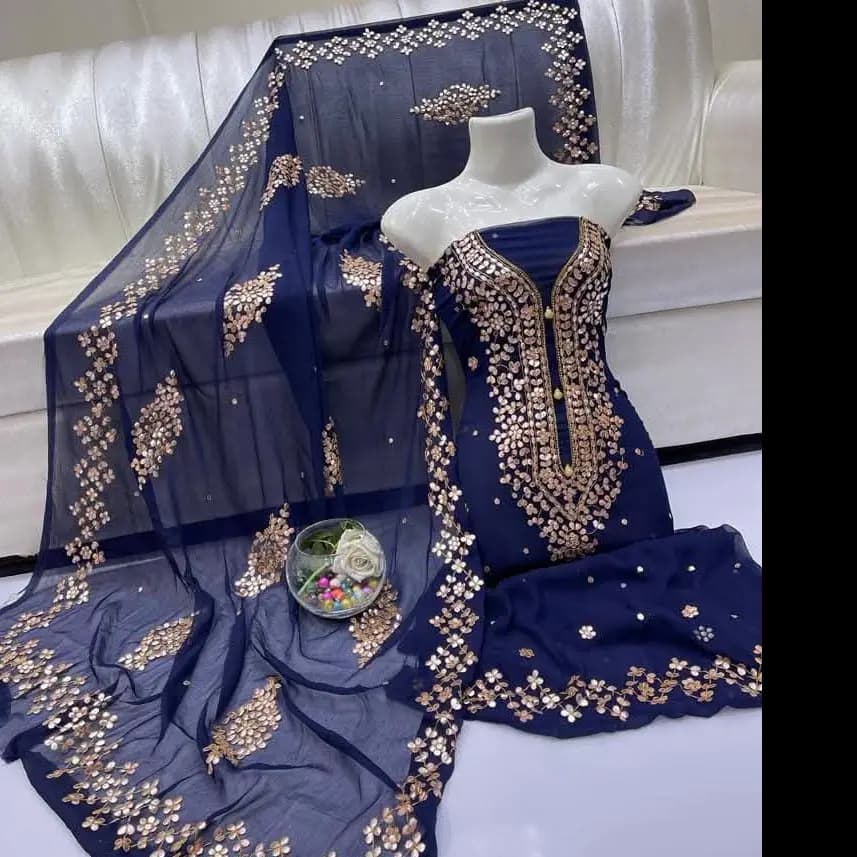  New Arrival  Elegant Hand Embroidered Gotta Jall Suit 