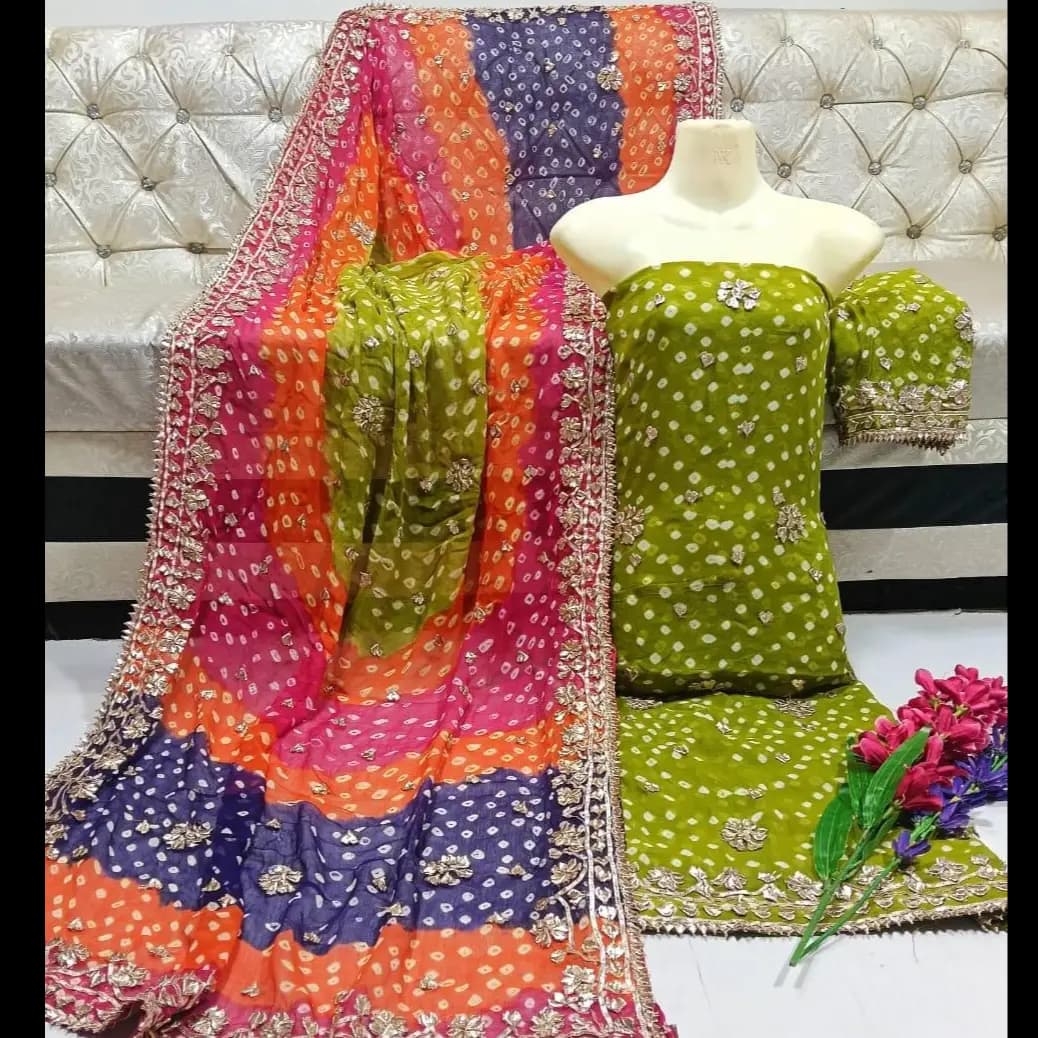 Chunri LCD Gotta 2PC Suit  Pure PK Karinkal Chiffon | Royal Festive Edition