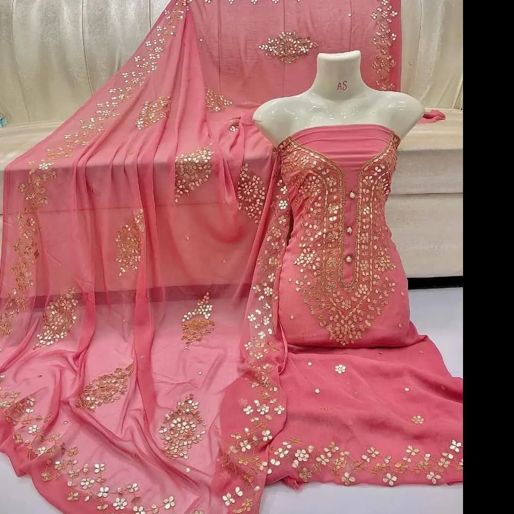  New Arrival  Elegant Hand Embroidered Gotta Jall Suit 