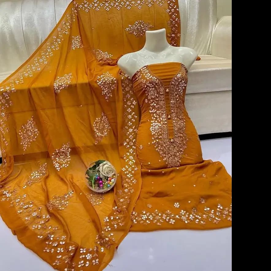  New Arrival  Elegant Hand Embroidered Gotta Jall Suit 