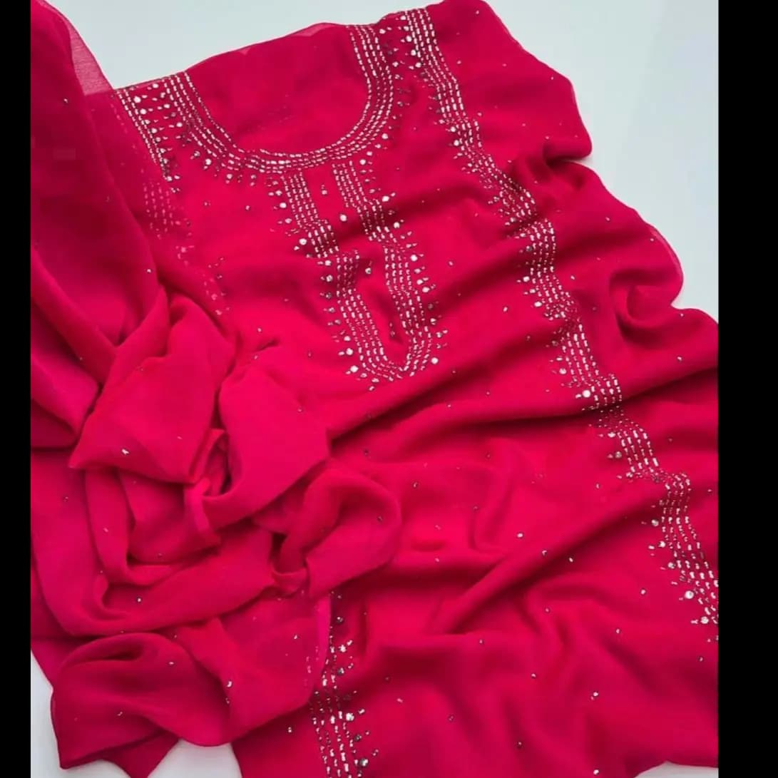 Chiffon Mukash Work Dress (2PC)