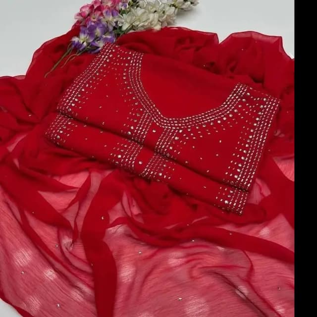 Chiffon Mukash Work Dress (2PC)