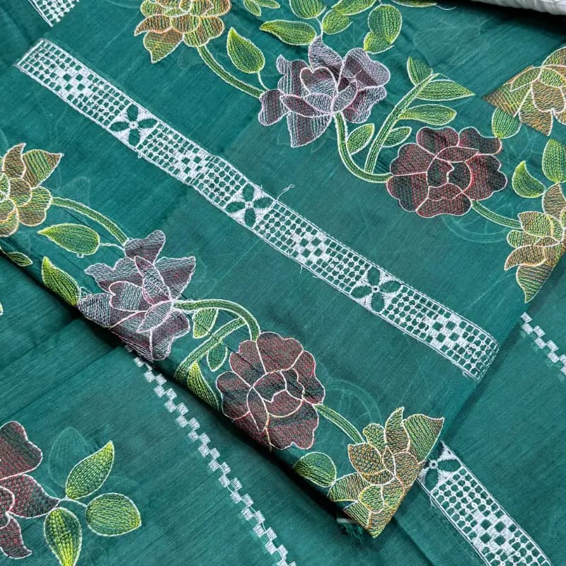 Beautiful Kacha Style 3Pc Embroidered Pepper Cotton Suit  Summer Collection