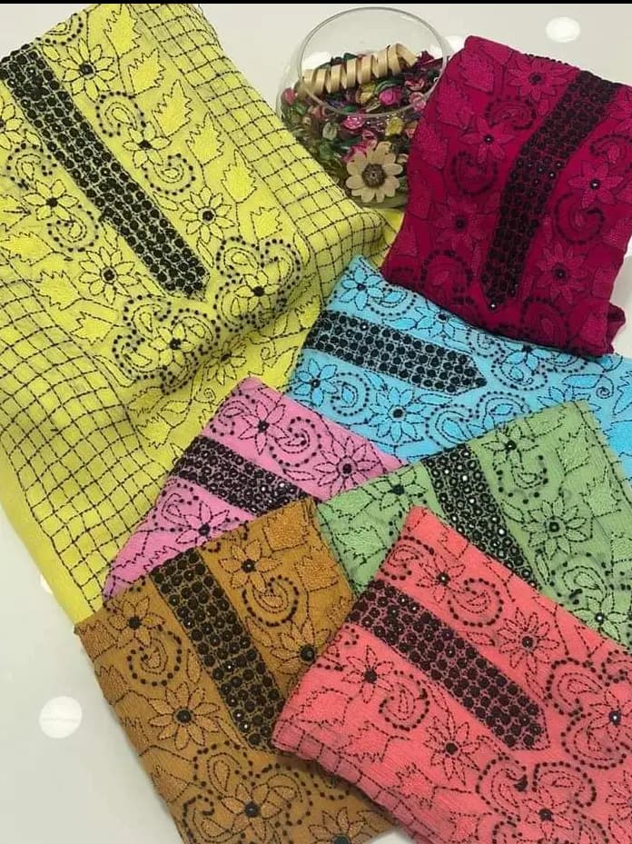 Handmade Embroidered Krinkel Chiffon 2Pc Suits