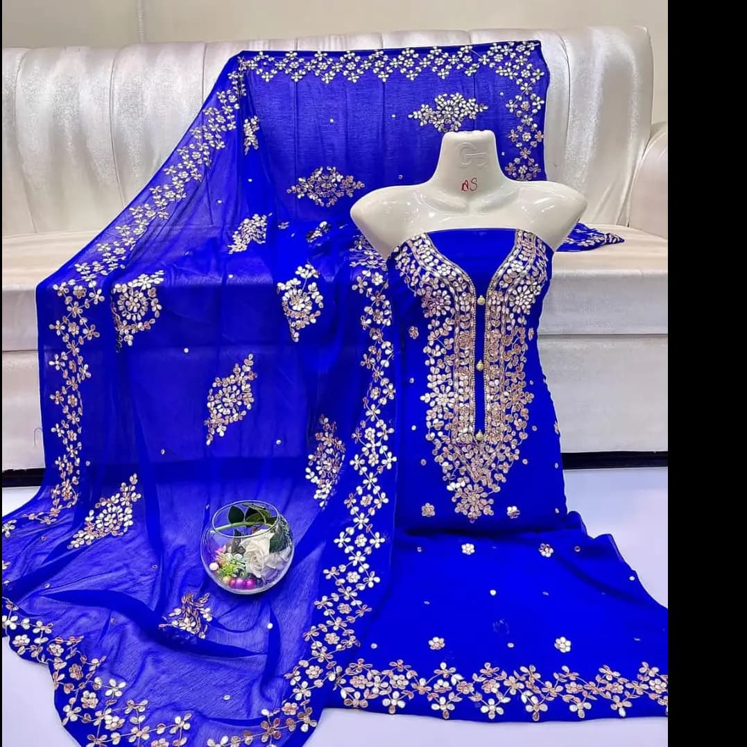  New Arrival  Elegant Hand Embroidered Gotta Jall Suit 