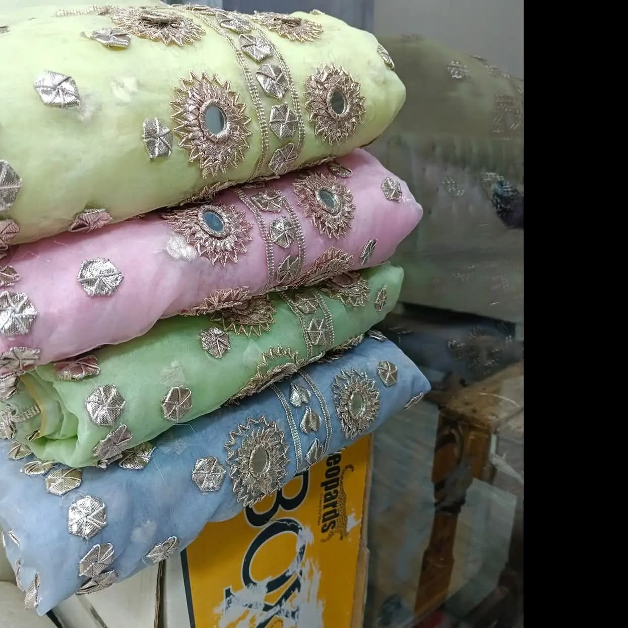 Rose Gold Gotta & Mirror Work 2PC  Pure Organza Luxury Edition