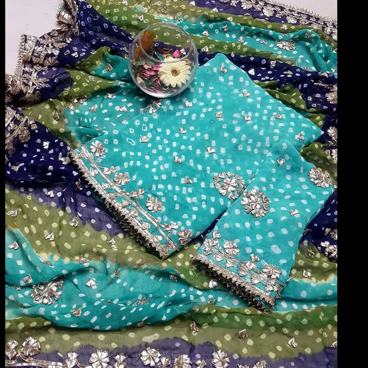 Chunri LCD Gotta 2PC Suit  Pure PK Karinkal Chiffon | Royal Festive Edition