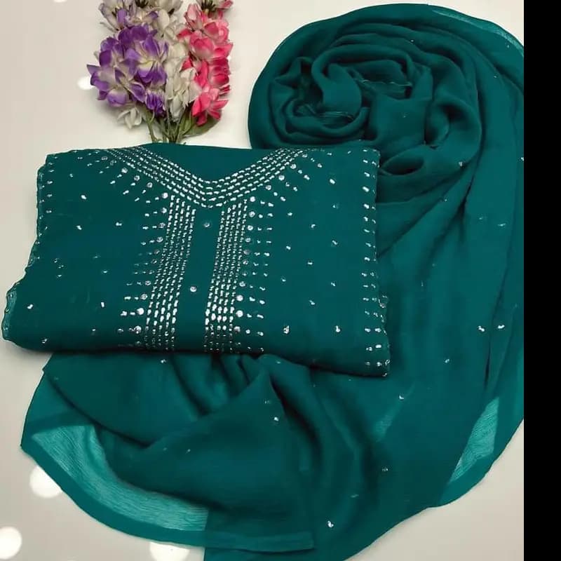 Chiffon Mukash Work Dress (2PC)