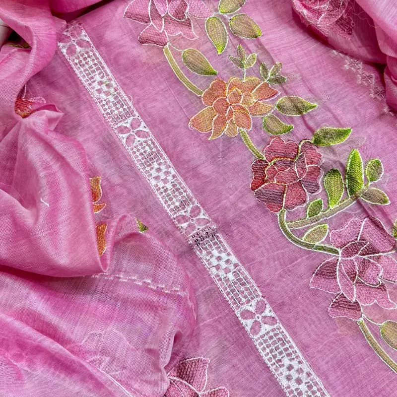 Beautiful Kacha Style 3Pc Embroidered Pepper Cotton Suit  Summer Collection