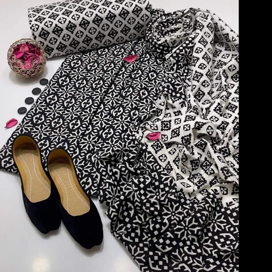 Premium Handmade Ajrak 3PC Cotton Suit  Heritage Elegance