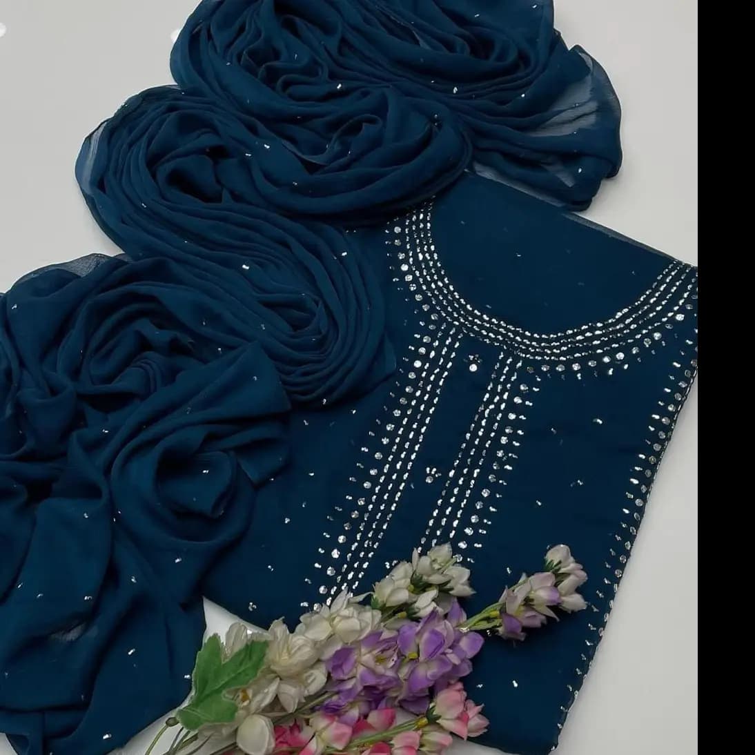 Chiffon Mukash Work Dress (2PC)